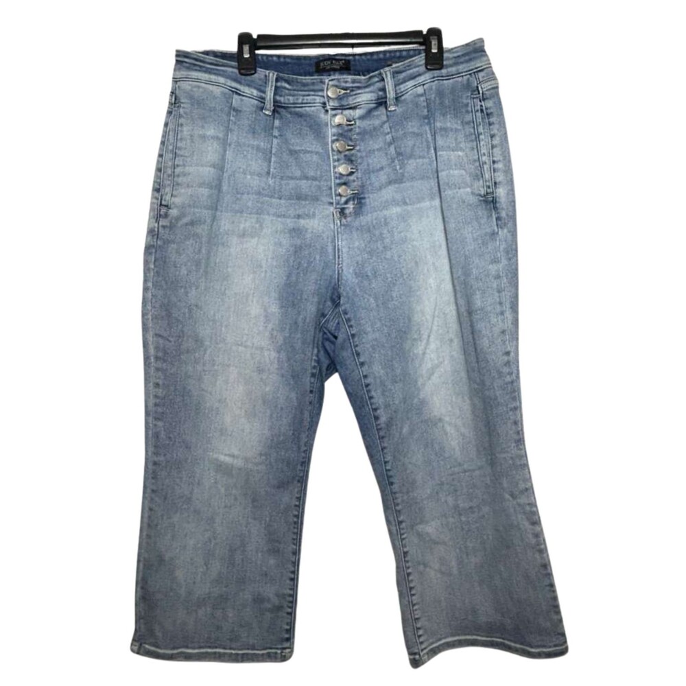 Judy Blue Wide Leg Jeans Size 20W Button Fly Denim Crop Light Wash